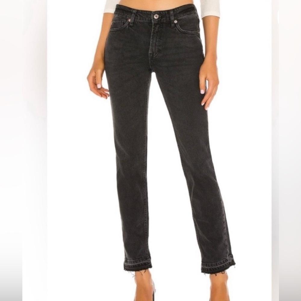 FREE PEOPLE WE THE FREE BOYFRIEND FRAYED CUFF BLACK JEANS SIZE 29